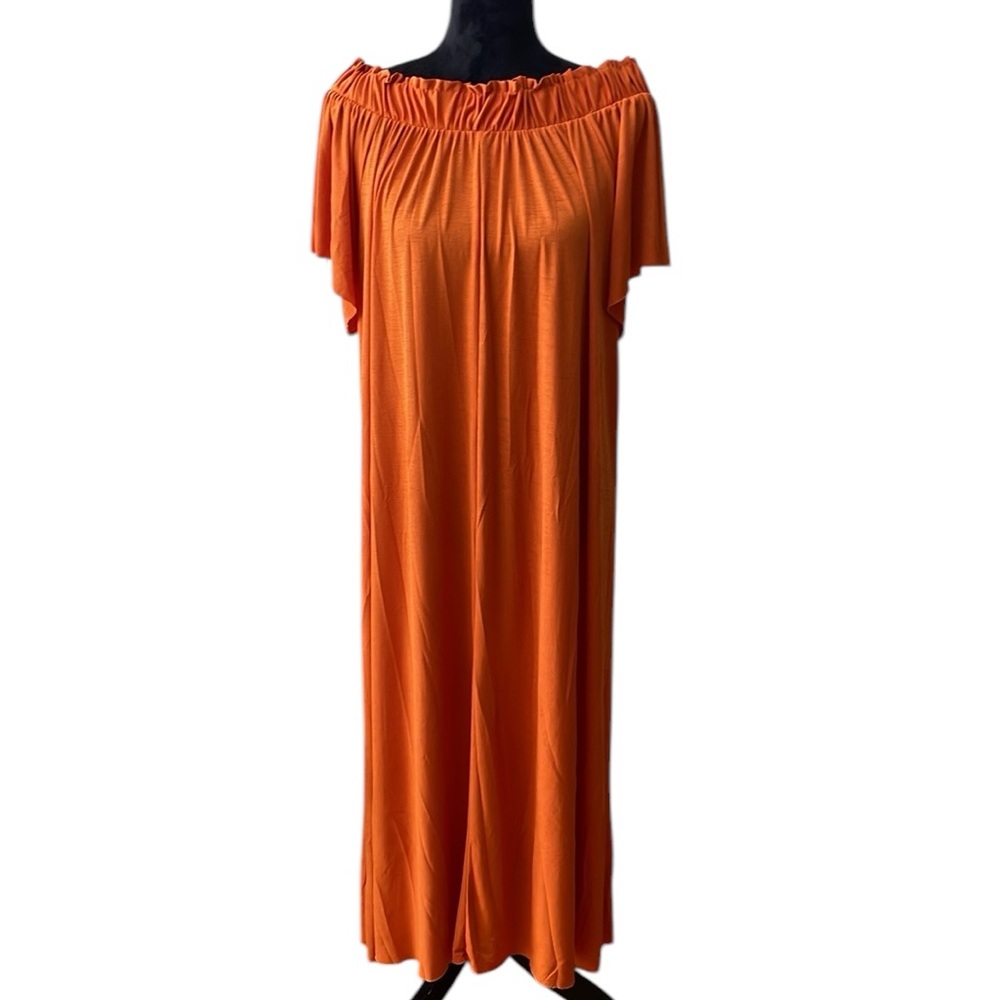 ZARA Orange Off the Shoulder Bohemian Hippie Maxi Dress Size‎ Medium